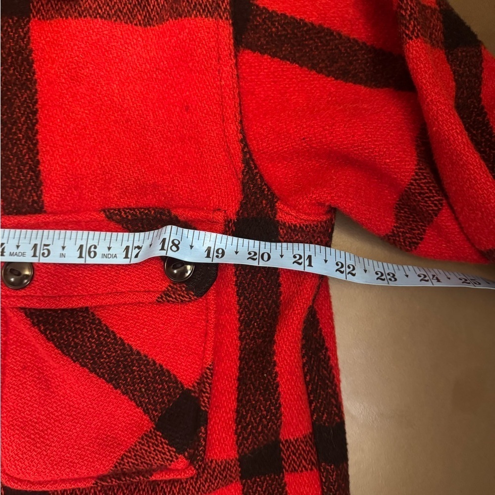 Vintage 100% Wool 70’s JC Penney Buffalo Plaid Red Blk Hunting Mackinaw Jacket - Picture 14 of 16